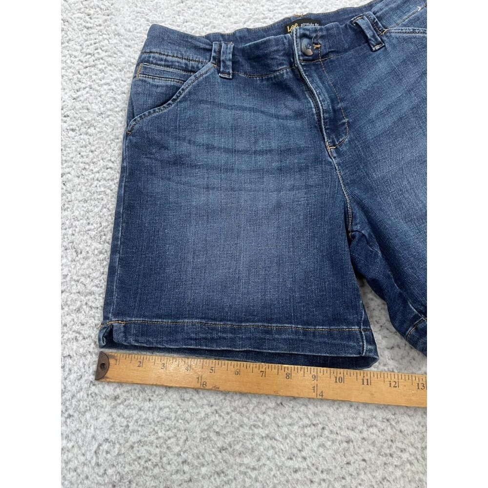 Women's Lee Dark Wash Straight Fit Denim Chino Shorts Size 12 - Picture 3 of 9